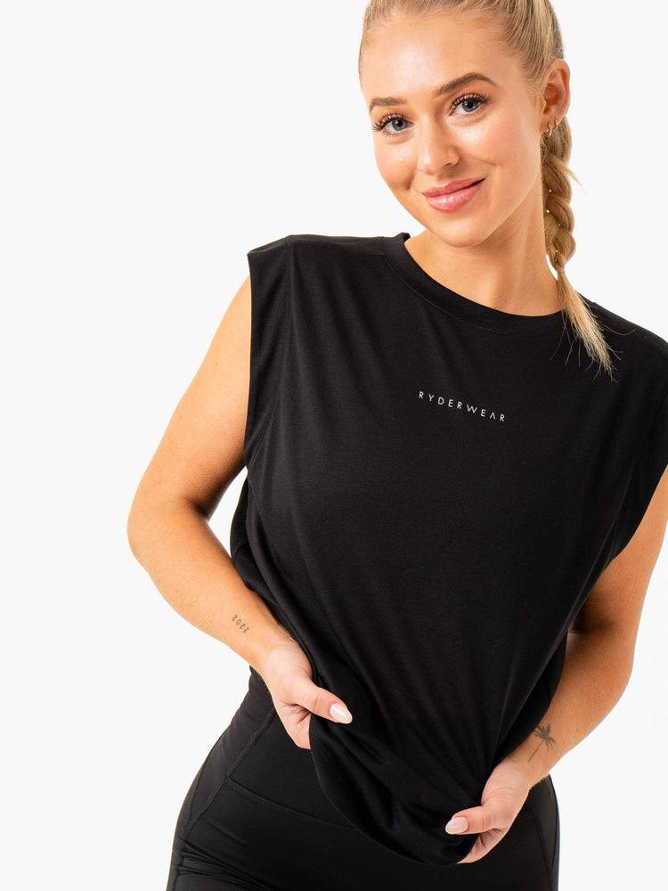 Black Ryderwear Women Tanks Element Wide Cut Women's Tanks | AU2913PQ