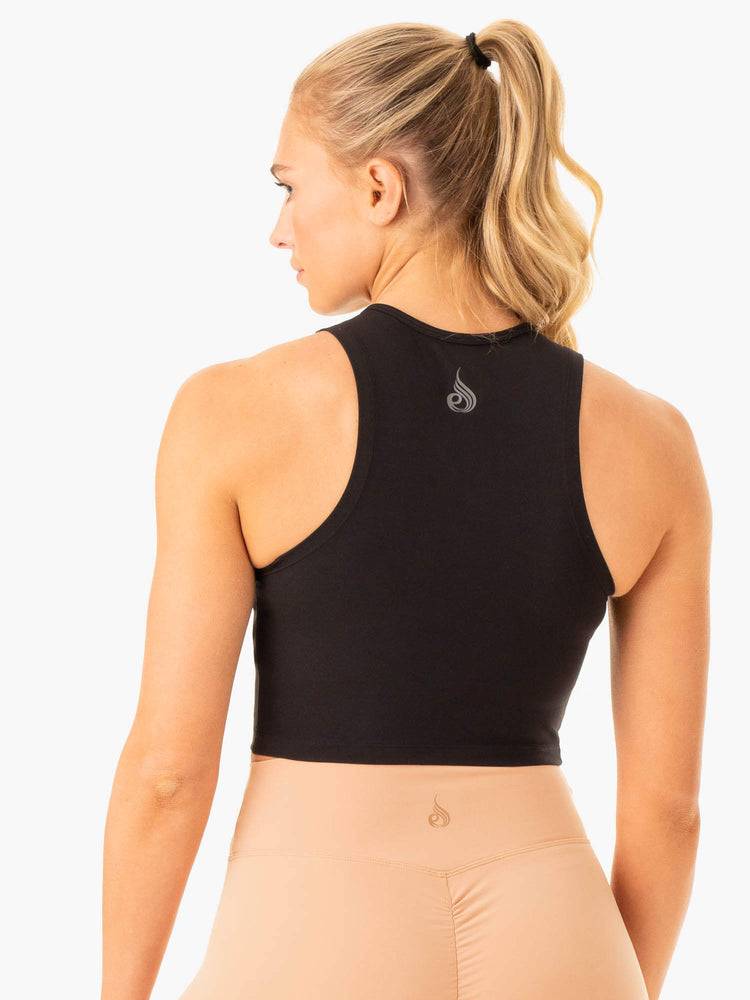 Black Ryderwear Women Tanks Embody Zip Up Crop Women's Tanks | AU2907HK