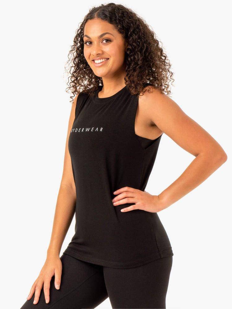 Black Ryderwear Women Tanks Foundation Muscle Women's Tanks | AU2873VD