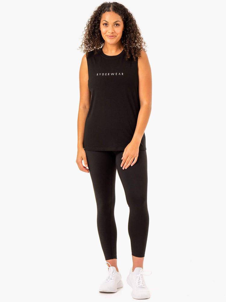 Black Ryderwear Women Tanks Foundation Muscle Women's Tanks | AU2873VD