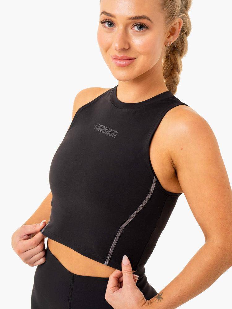 Black Ryderwear Women Tanks Highlight Compression Women's Tanks | AU2895QZ