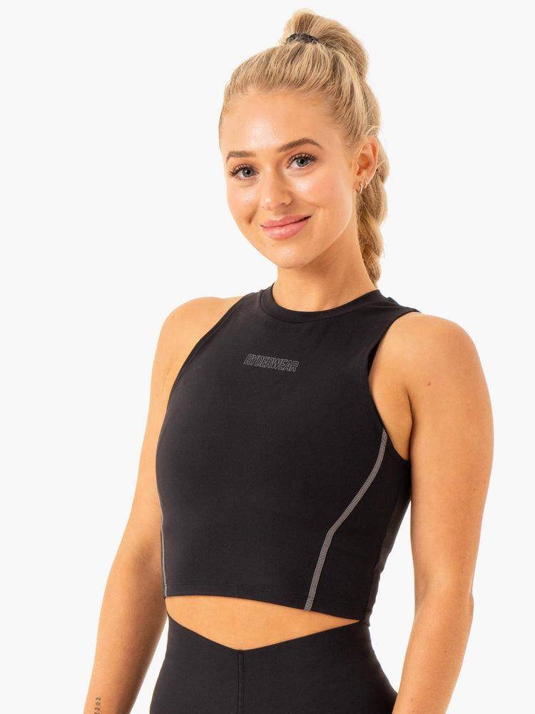 Black Ryderwear Women Tanks Highlight Compression Women's Tanks | AU2895QZ