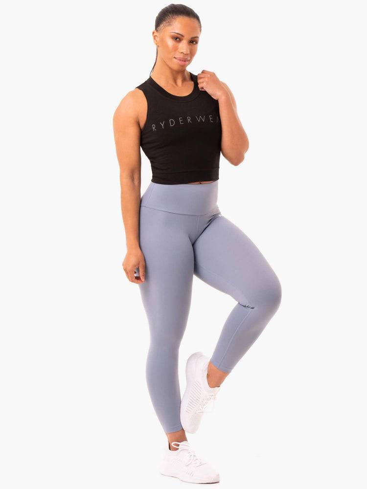 Black Ryderwear Women Tanks Motion Crop Top Women's Tanks | AU3028PQ