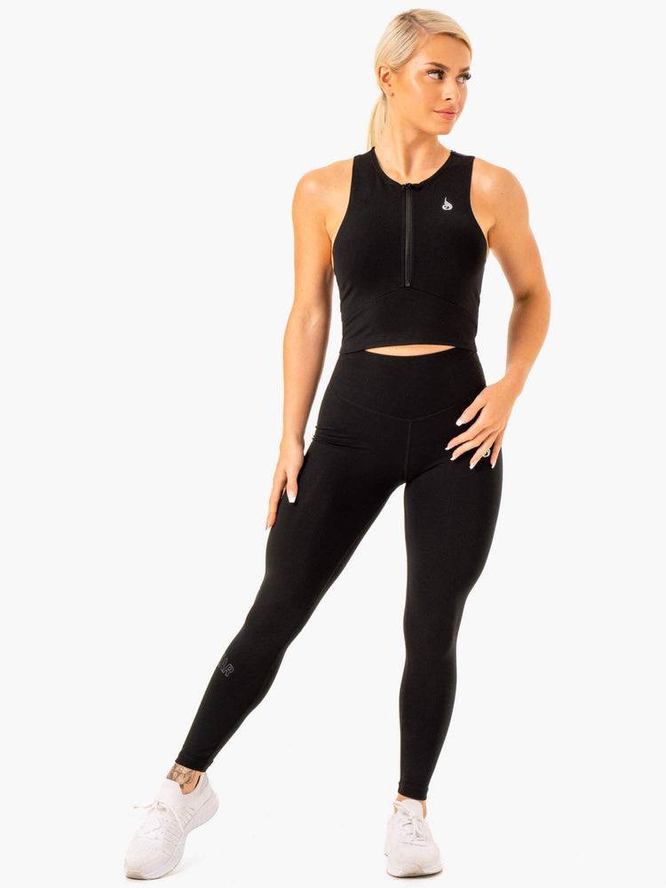 Black Ryderwear Women Tanks Reflex Zip Up Women's Tanks | AU2989TV