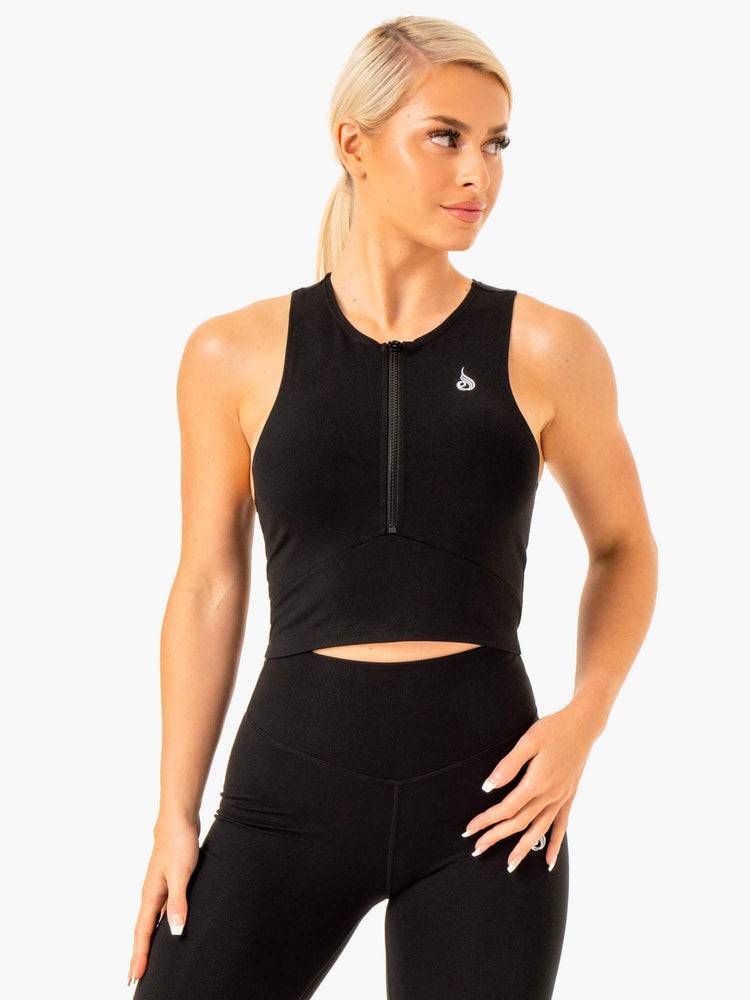 Black Ryderwear Women Tanks Reflex Zip Up Women\'s Tanks | AU2989TV