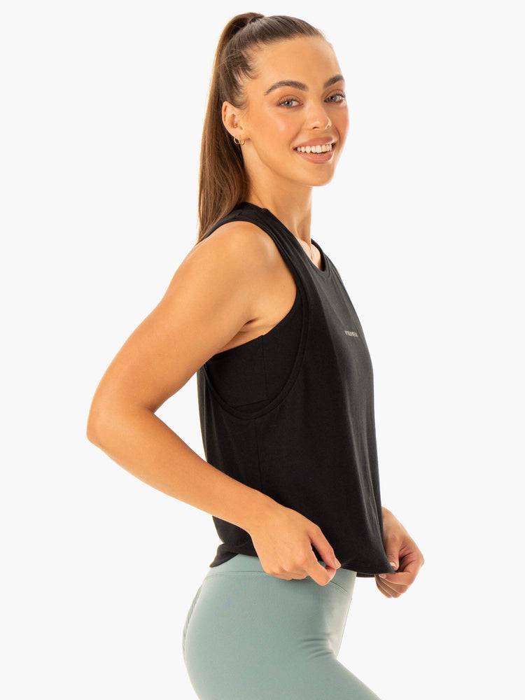 Black Ryderwear Women Tanks Revival Cotton Women's Tanks | AU2897NB