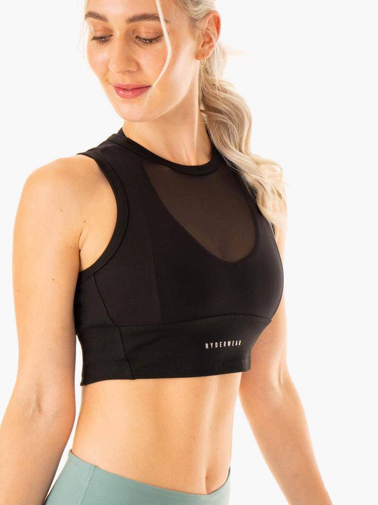 Black Ryderwear Women Tanks Revival Mesh Women's Tanks | AU2967MA