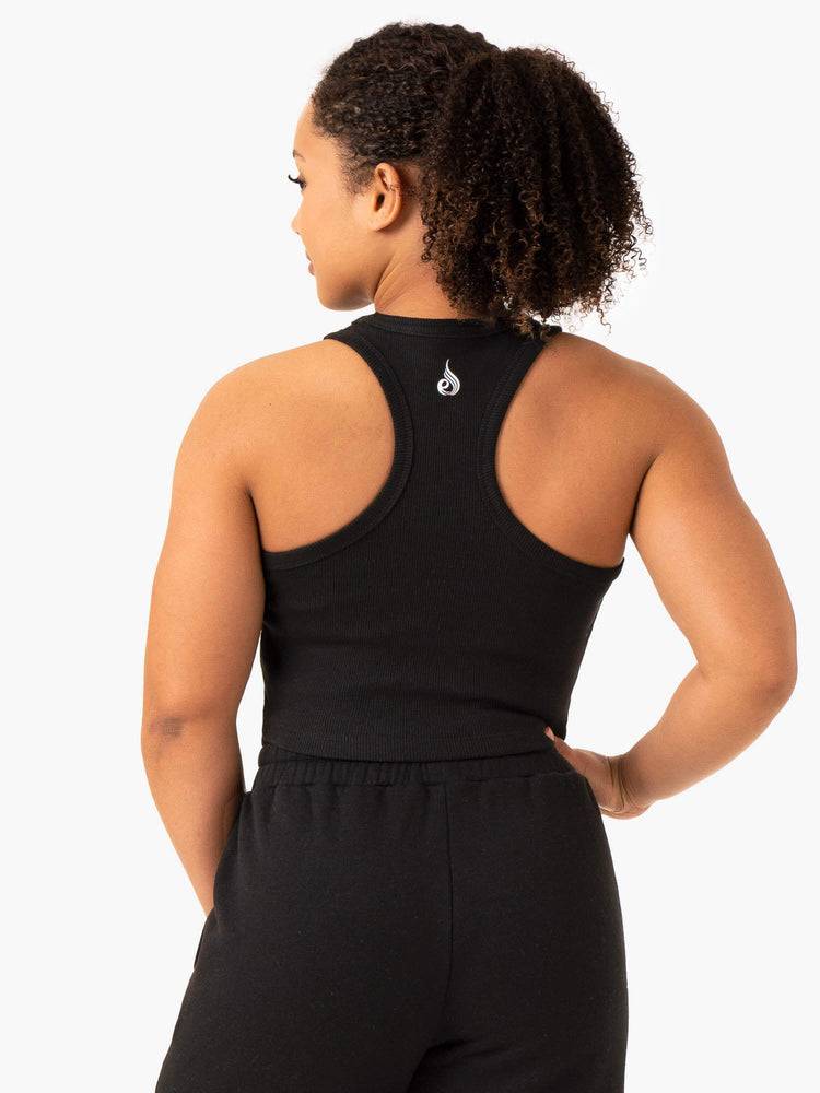 Black Ryderwear Women Tanks Sideline Rib Crop Women's Tanks | AU2846YU