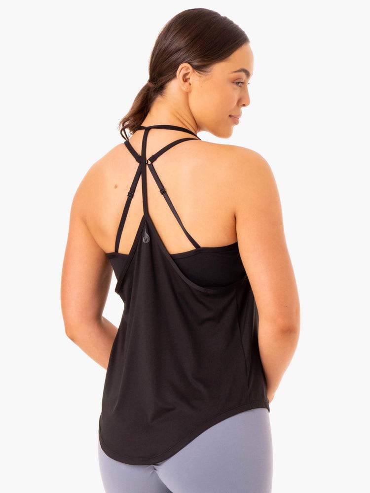 Black Ryderwear Women Tanks Staples Slinky T-Back Women's Tanks | AU2990RW