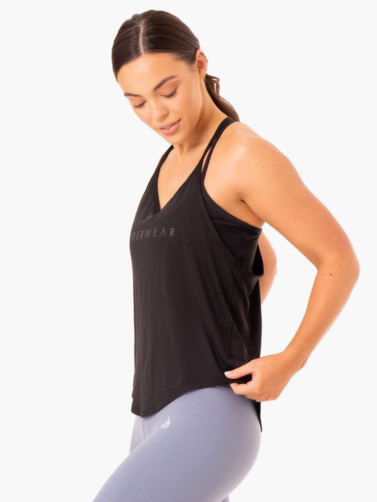 Black Ryderwear Women Tanks Staples Slinky T-Back Women's Tanks | AU2990RW