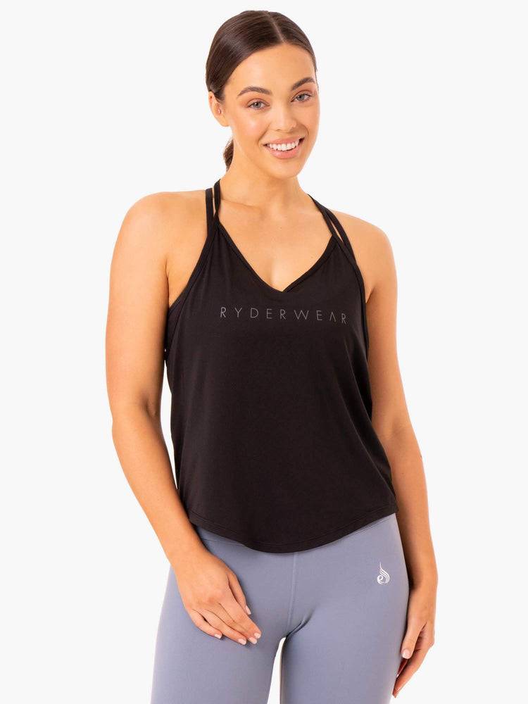 Black Ryderwear Women Tanks Staples Slinky T-Back Women\'s Tanks | AU2990RW