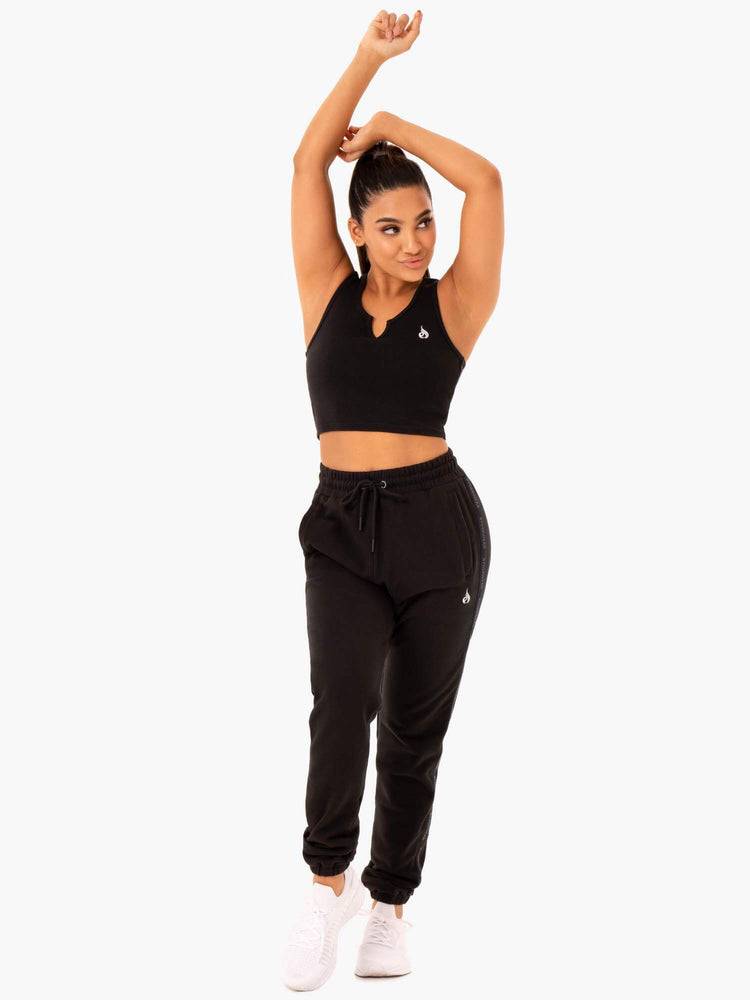 Black Ryderwear Women Track Pants Base High Waisted Women's Track Pants | AU3055PQ