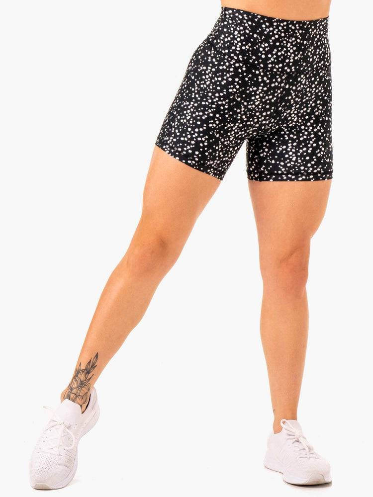 Black Speckle Ryderwear Women Shorts Reform High Waisted Women's Shorts | AU2185RW