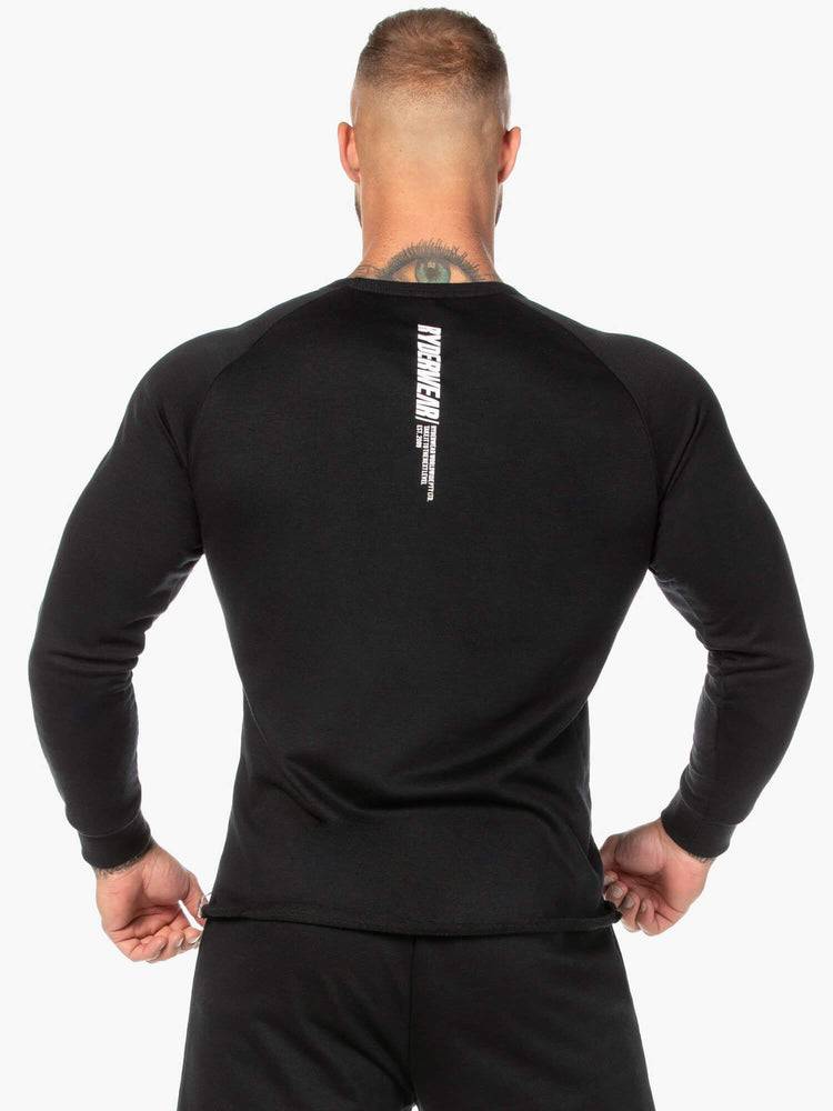 Black/White Ryderwear Men Sweaters Block Crew Neck Men's Sweaters | AU1308AP