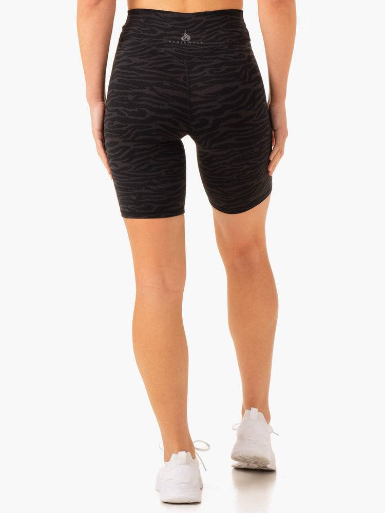 Black Zebra Ryderwear Women Shorts Transform Mid Length Women's Shorts | AU2096LH