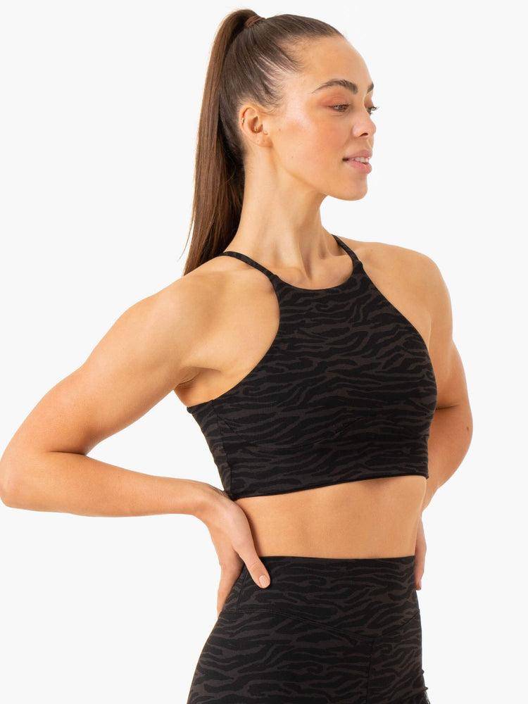 Black Zebra Ryderwear Women Sports Bra Transform Reversible Sports Crop Women's Sports Bra | AU2297SO