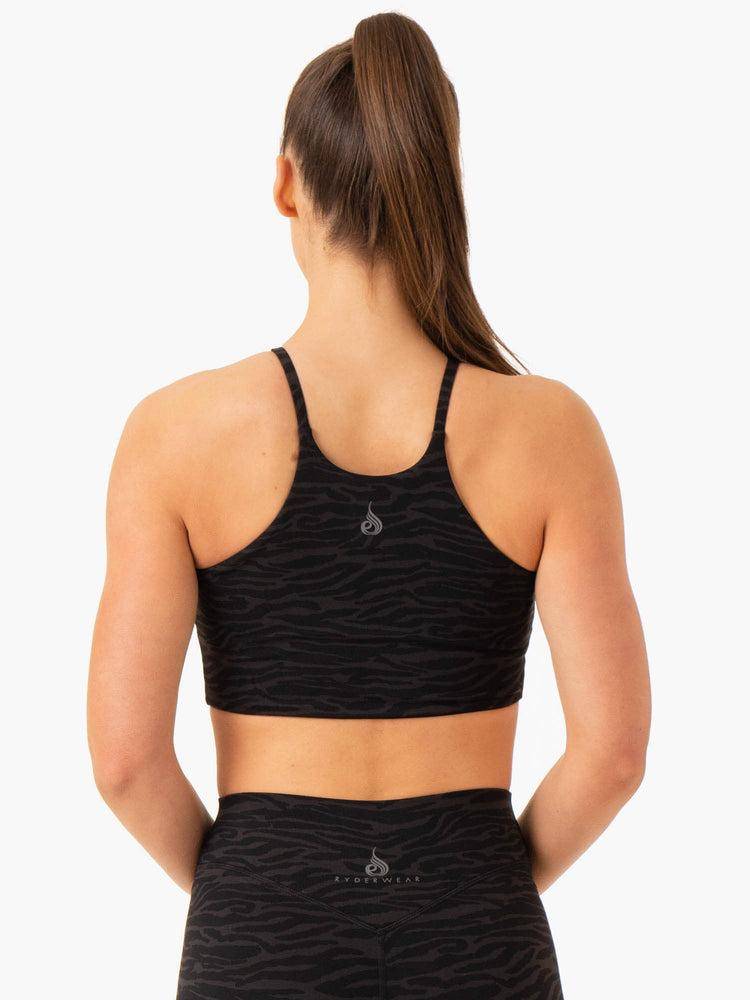 Black Zebra Ryderwear Women Sports Bra Transform Reversible Sports Crop Women's Sports Bra | AU2297SO