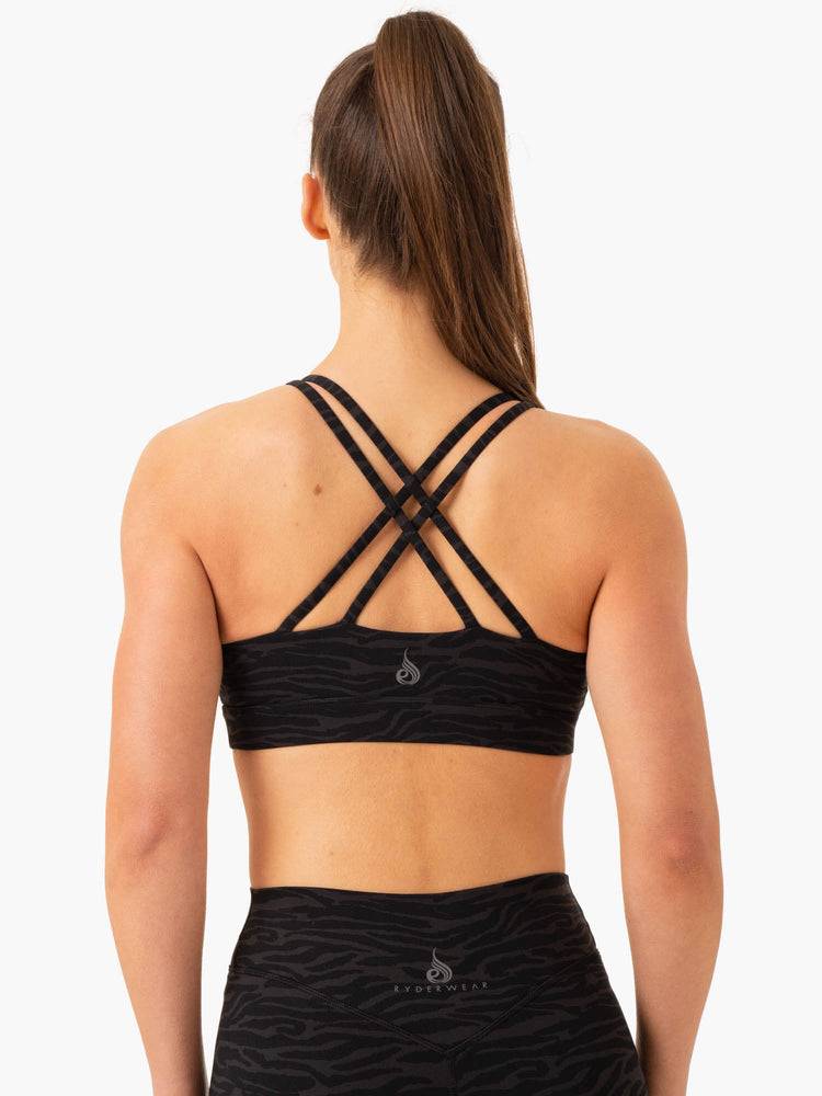 Black Zebra Ryderwear Women Sports Bra Transform Twist Women's Sports Bra | AU2321TV