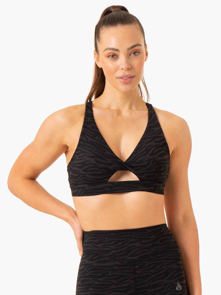 Black Zebra Ryderwear Women Sports Bra Transform Twist Women\'s Sports Bra | AU2321TV