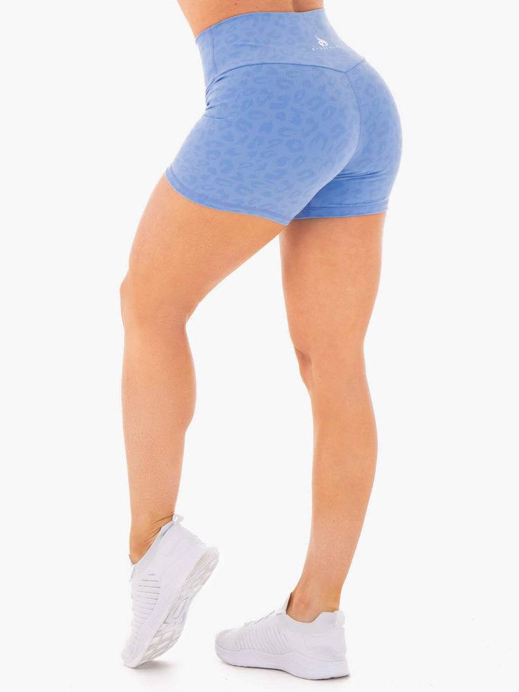 Blue Leopard Ryderwear Women Shorts Wild High Waisted Women's Shorts | AU1966LH