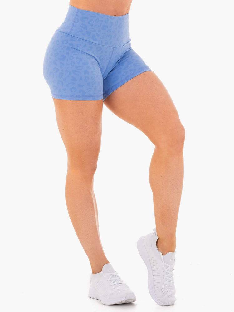 Blue Leopard Ryderwear Women Shorts Wild High Waisted Women's Shorts | AU1966LH