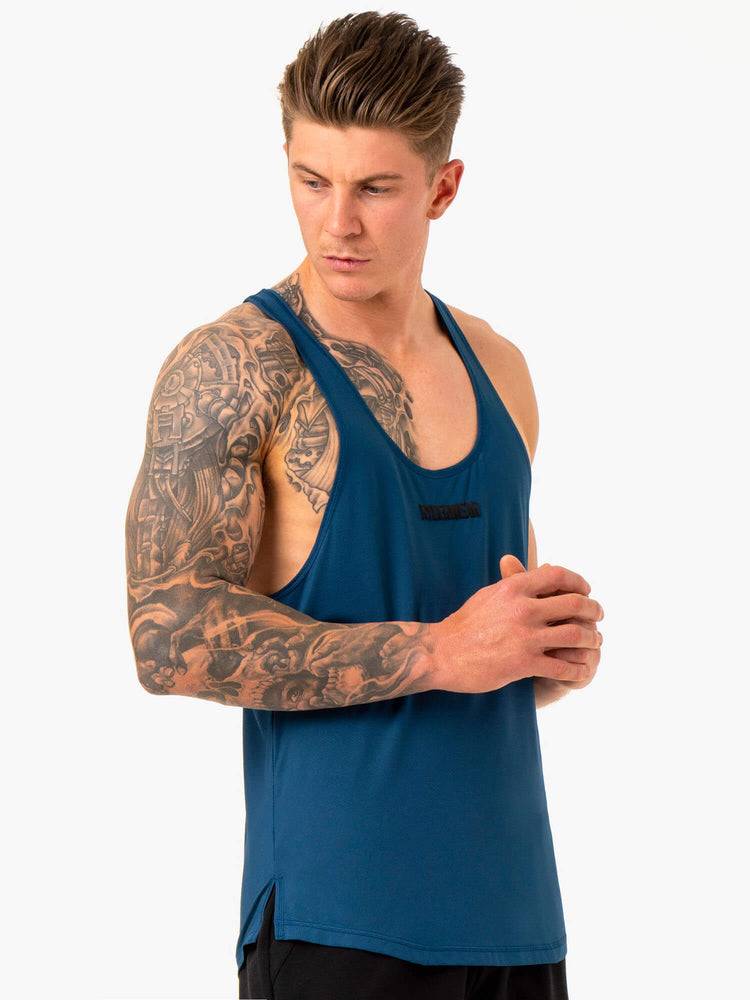 Blue Ryderwear Men Gym Stringers Optimal Mesh T-Back Men's Gym Stringers | AU1531MA