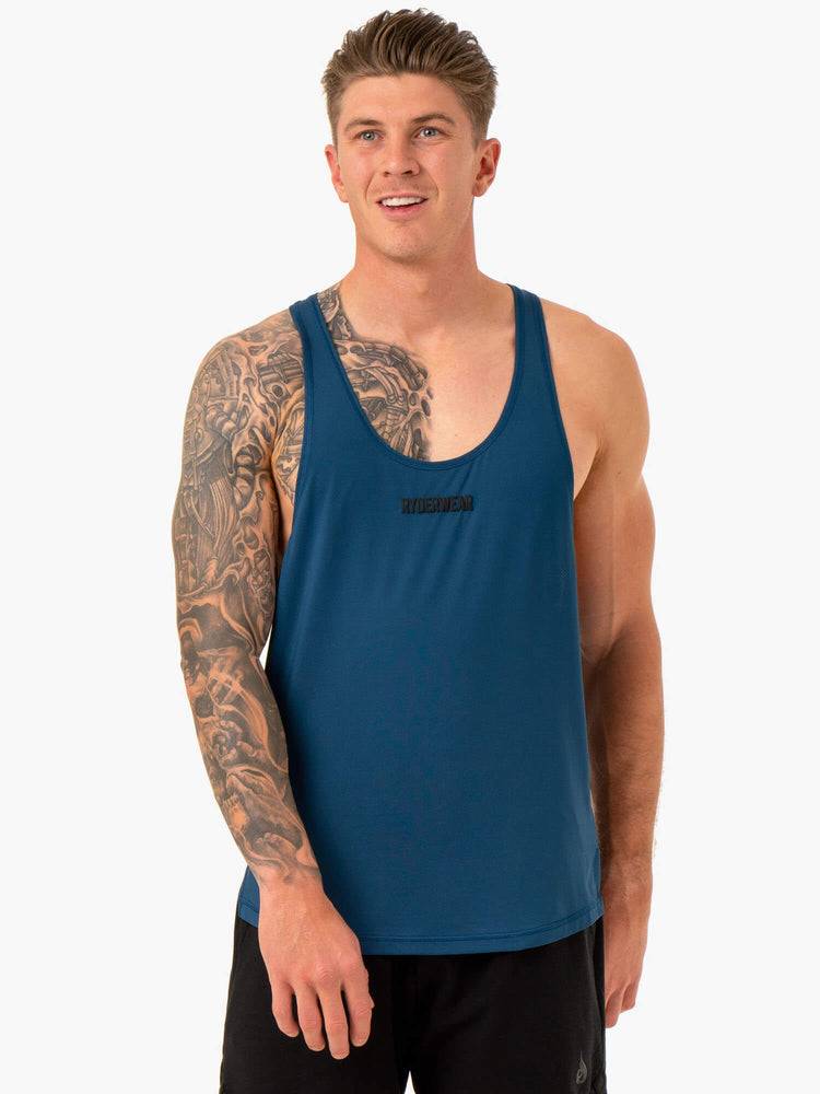 Blue Ryderwear Men Gym Stringers Optimal Mesh T-Back Men\'s Gym Stringers | AU1531MA