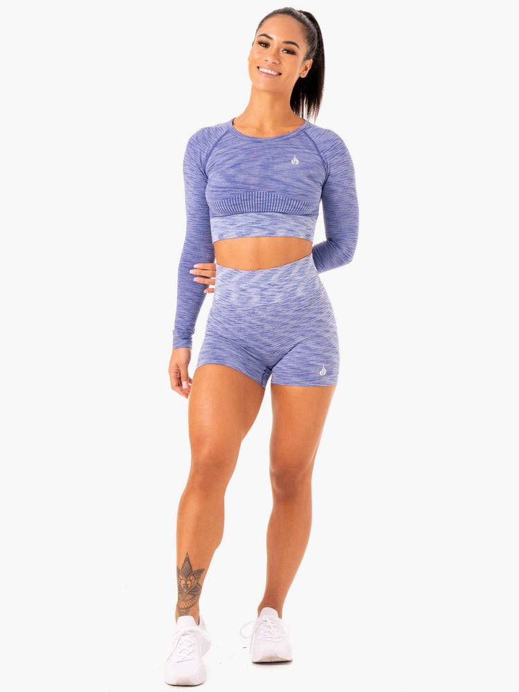 Blue Ryderwear Women Shorts Evolve Seamless High Waisted Women's Shorts | AU2049BC