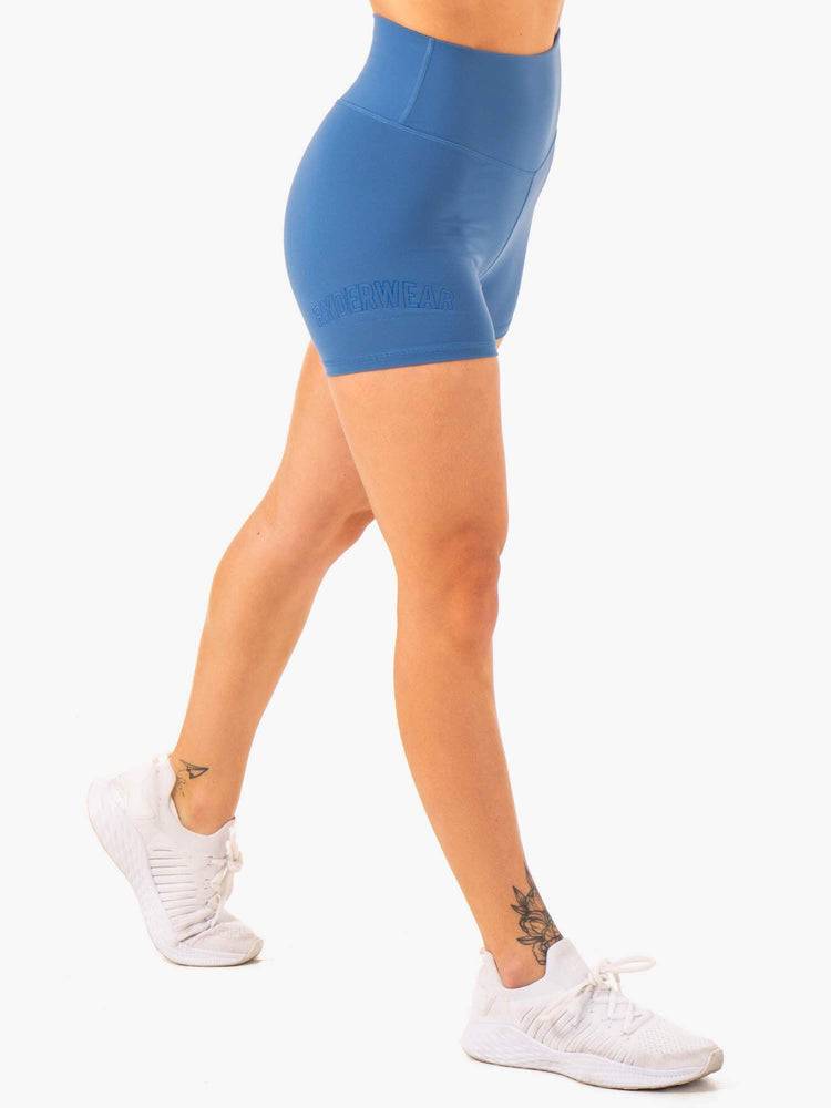 Blue Ryderwear Women Shorts Knockout High Waisted Scrunch Mid Length Women's Shorts | AU1971BC