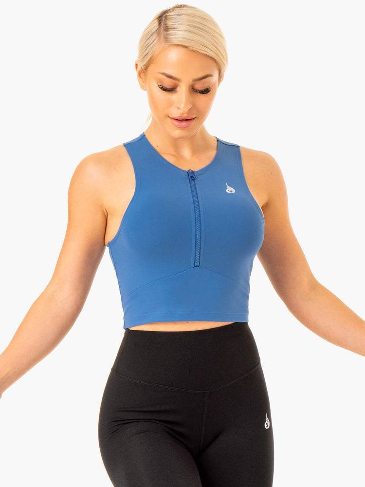 Blue Ryderwear Women Tanks Reflex Zip Up Women's Tanks | AU2902ZG