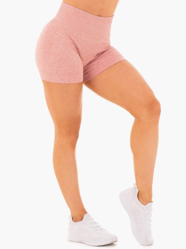 Blush Marl Ryderwear Women Shorts Rib Seamless Women's Shorts | AU1965KI