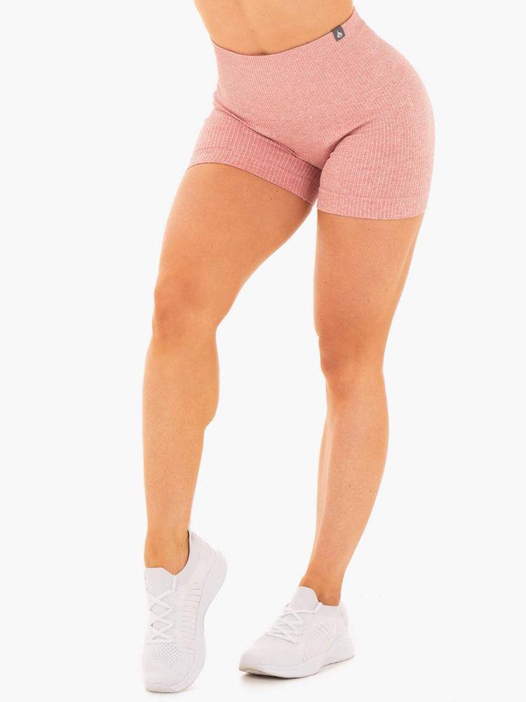 Blush Marl Ryderwear Women Shorts Rib Seamless Women\'s Shorts | AU1965KI