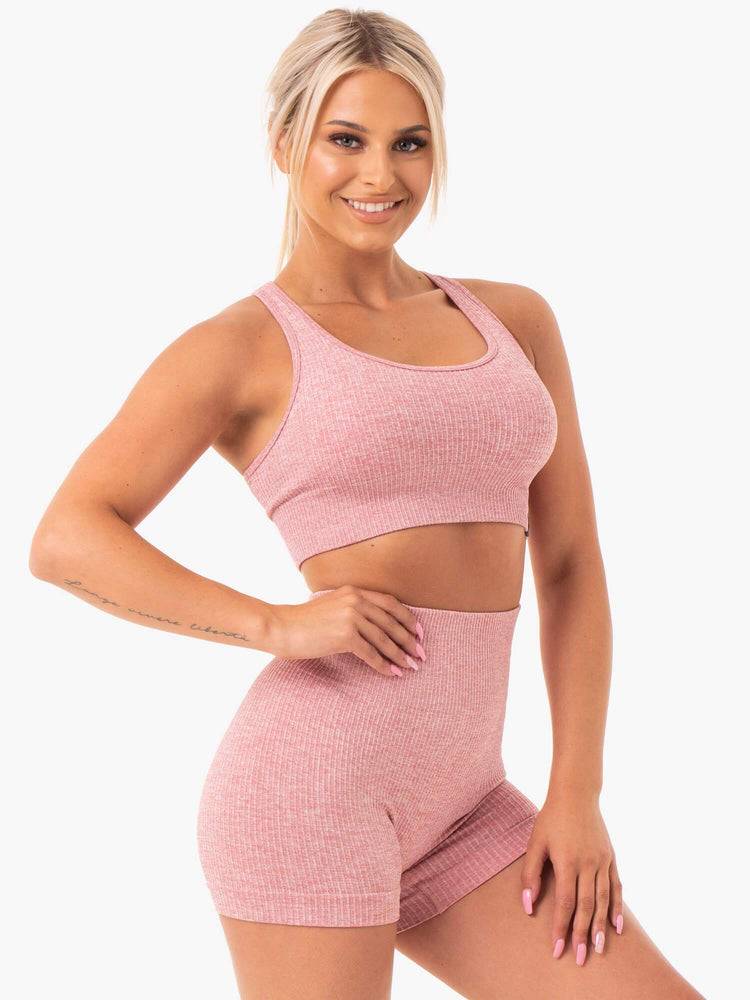 Blush Marl Ryderwear Women Sports Bra Rib Seamless Women's Sports Bra | AU2438KI