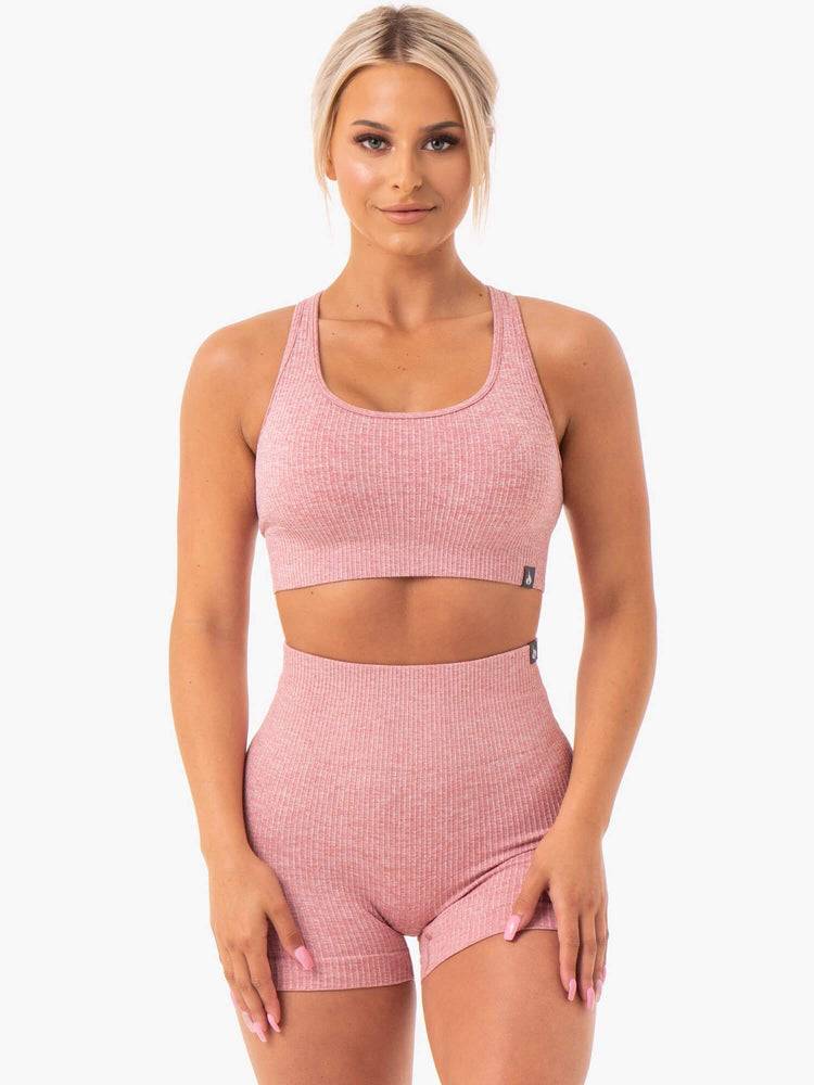 Blush Marl Ryderwear Women Sports Bra Rib Seamless Women's Sports Bra | AU2438KI