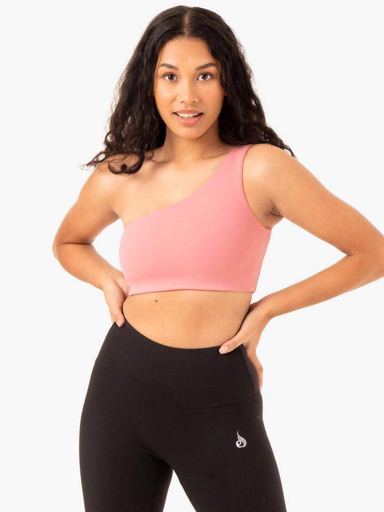 Blush Pink Ryderwear Women Sports Bra Adapt One Shoulder Women's Sports Bra | AU2352MA