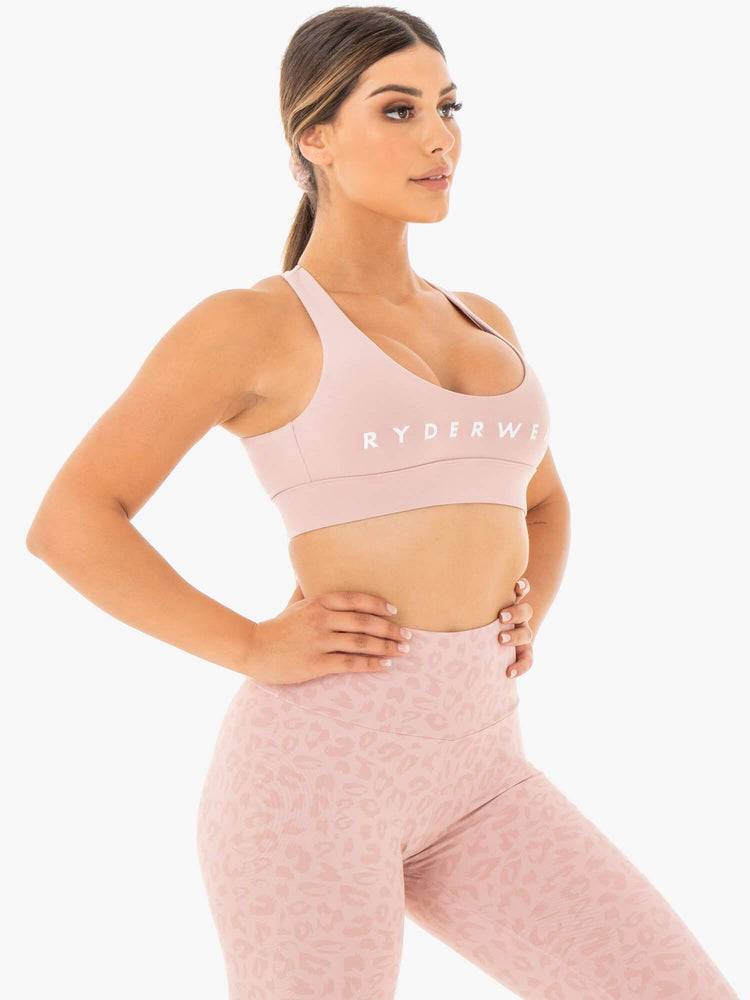 Blush Ryderwear Women Sports Bra Wild Cross Over Women's Sports Bra | AU2378MA