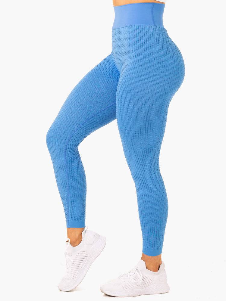 Bright Blue Ryderwear Women Leggings Honeycomb Scrunch Seamless Women's Leggings | AU1819WY