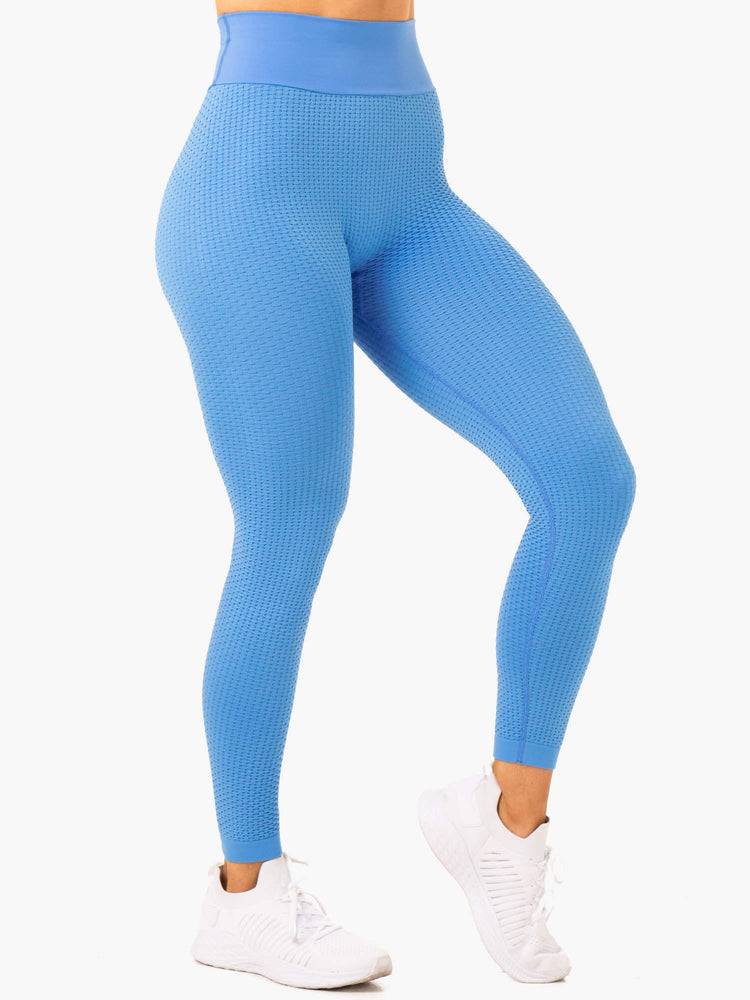 Bright Blue Ryderwear Women Leggings Honeycomb Scrunch Seamless Women's Leggings | AU1819WY