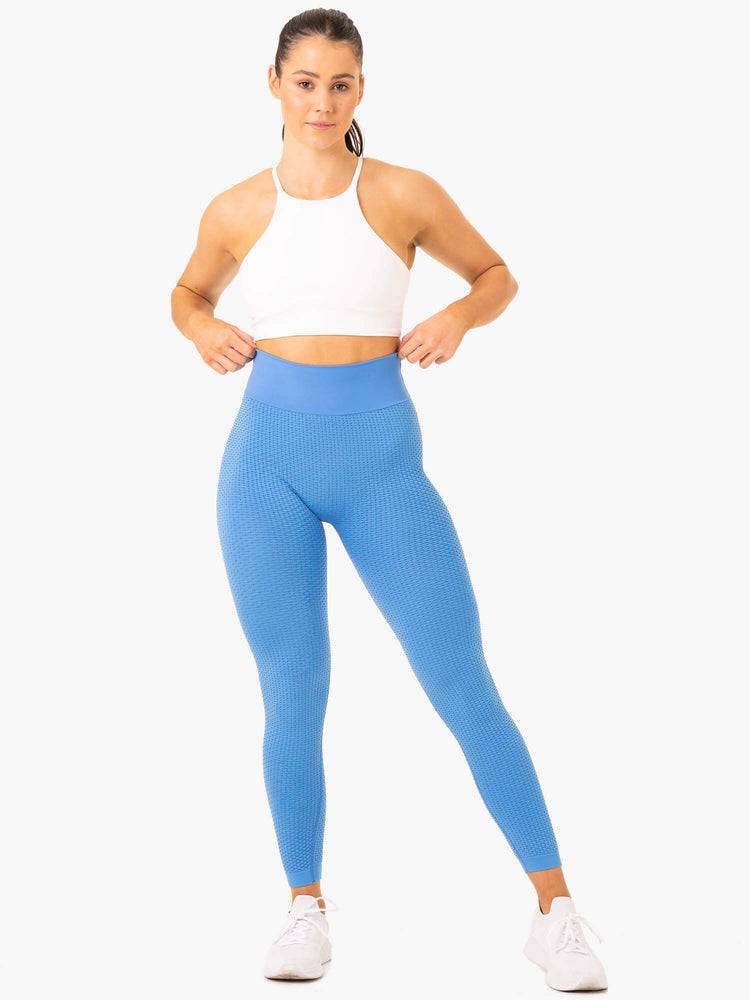 Bright Blue Ryderwear Women Leggings Honeycomb Scrunch Seamless Women's Leggings | AU1819WY