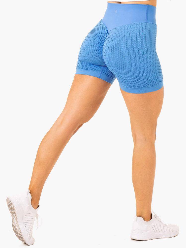 Bright Blue Ryderwear Women Shorts Honeycomb Scrunch Seamless Women's Shorts | AU2109YU