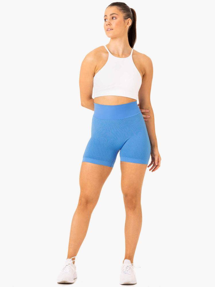 Bright Blue Ryderwear Women Shorts Honeycomb Scrunch Seamless Women's Shorts | AU2109YU