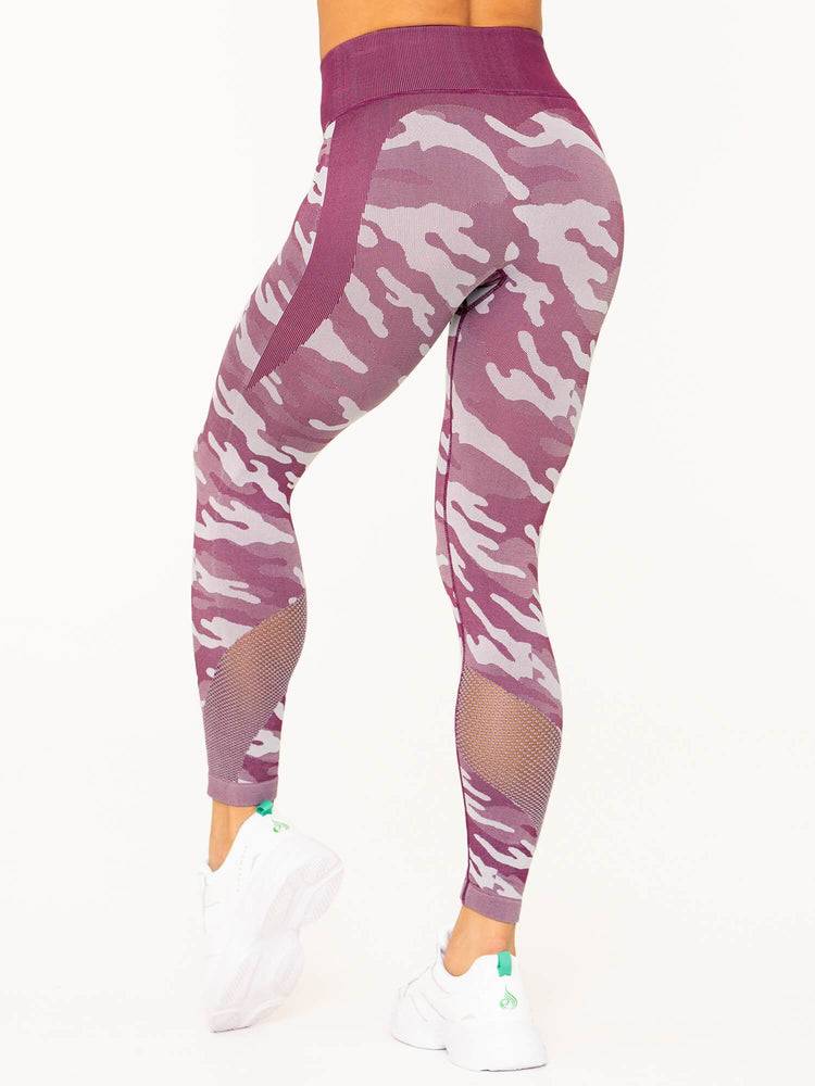 Burgundy Camo Ryderwear Women Leggings Camo Seamless High Waisted Women's Leggings | AU1891CE