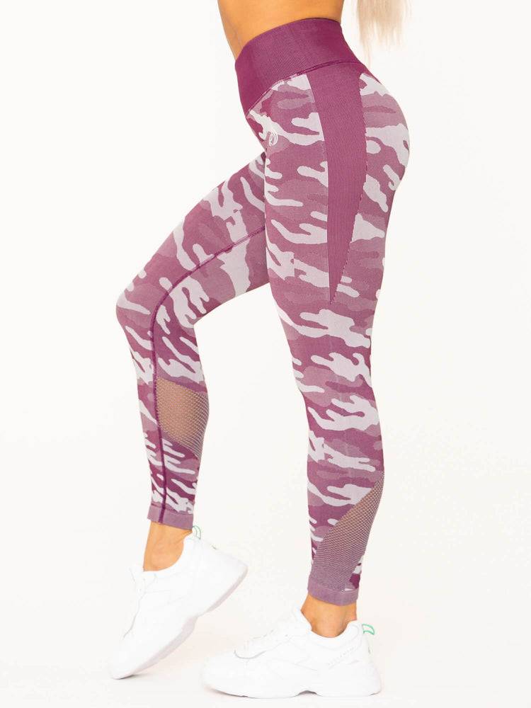 Burgundy Camo Ryderwear Women Leggings Camo Seamless High Waisted Women's Leggings | AU1891CE