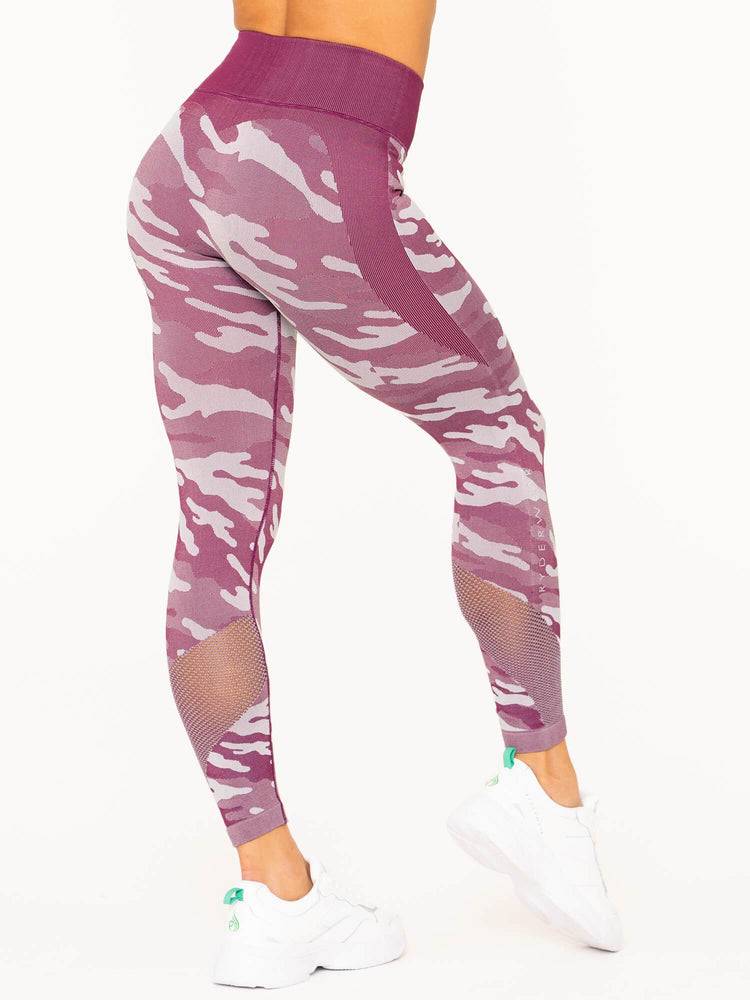 Burgundy Camo Ryderwear Women Leggings Camo Seamless High Waisted Women's Leggings | AU1891CE