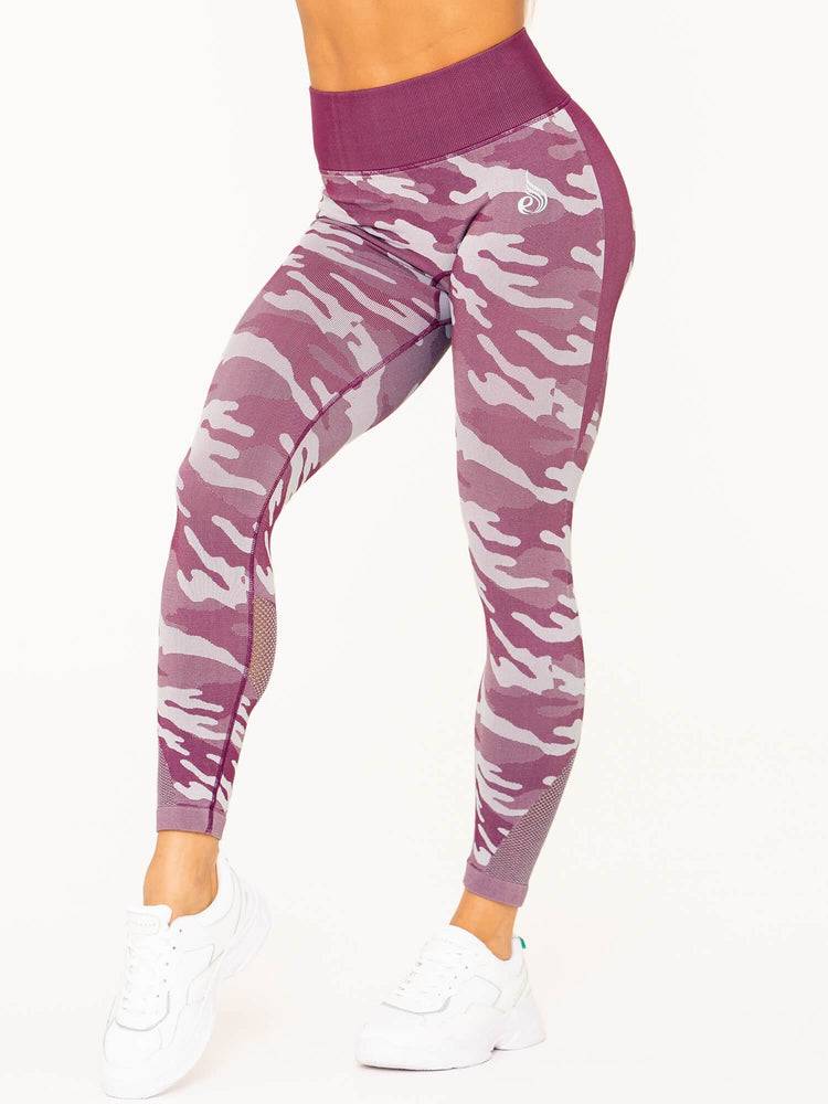 Burgundy Camo Ryderwear Women Leggings Camo Seamless High Waisted Women\'s Leggings | AU1891CE