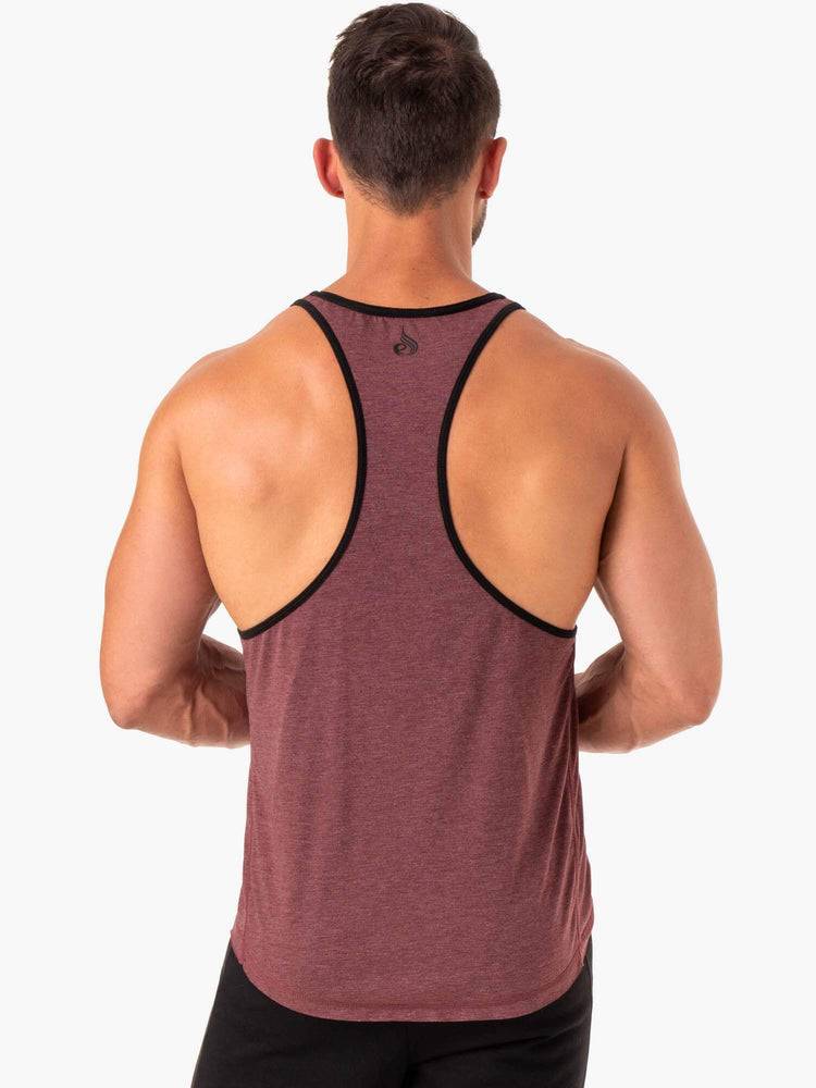 Burgundy Marl Ryderwear Men Gym Stringers Iron Stringer T-Back Men's Gym Stringers | AU1520GL