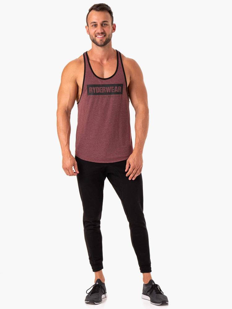 Burgundy Marl Ryderwear Men Gym Stringers Iron Stringer T-Back Men's Gym Stringers | AU1520GL