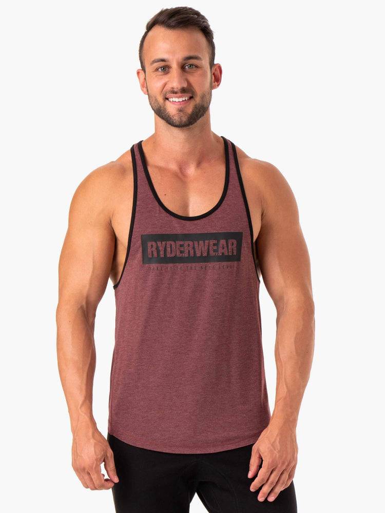 Burgundy Marl Ryderwear Men Gym Stringers Iron Stringer T-Back Men\'s Gym Stringers | AU1520GL