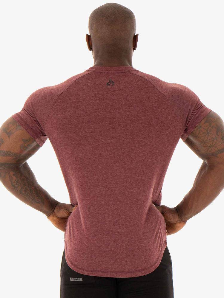 Burgundy Marl Ryderwear Men T Shirts Focus Men's T Shirts | AU1226UT