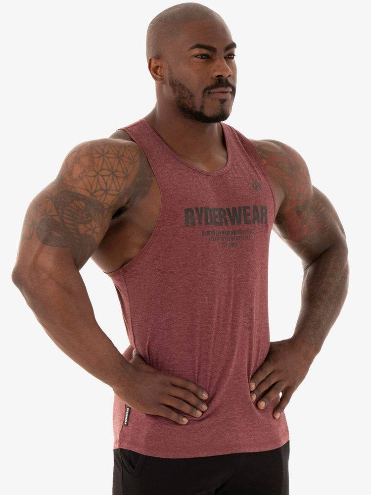 Burgundy Marl Ryderwear Men Tanks Focus Baller Tank Men's Tanks | AU1104GL